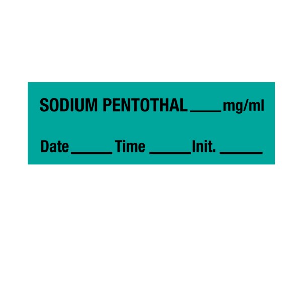 Tape, Sodium Pentothal 1/2" x 500" Aqua w/Black